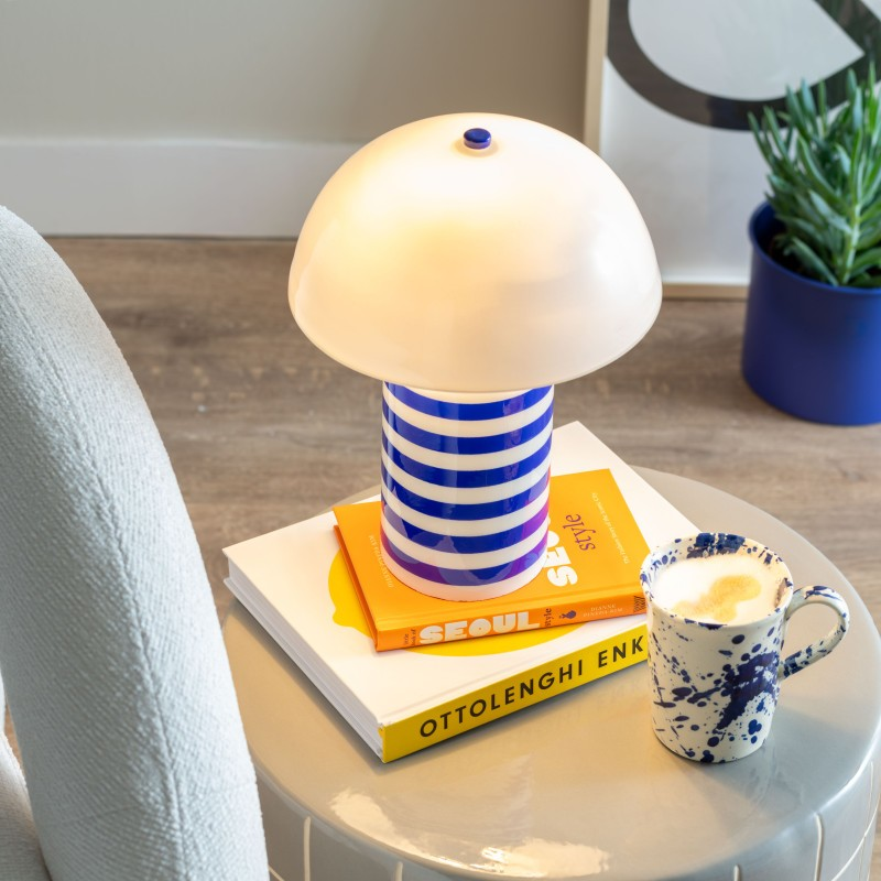 Lampe à poser - Rayado Retro cobalt blue w. white