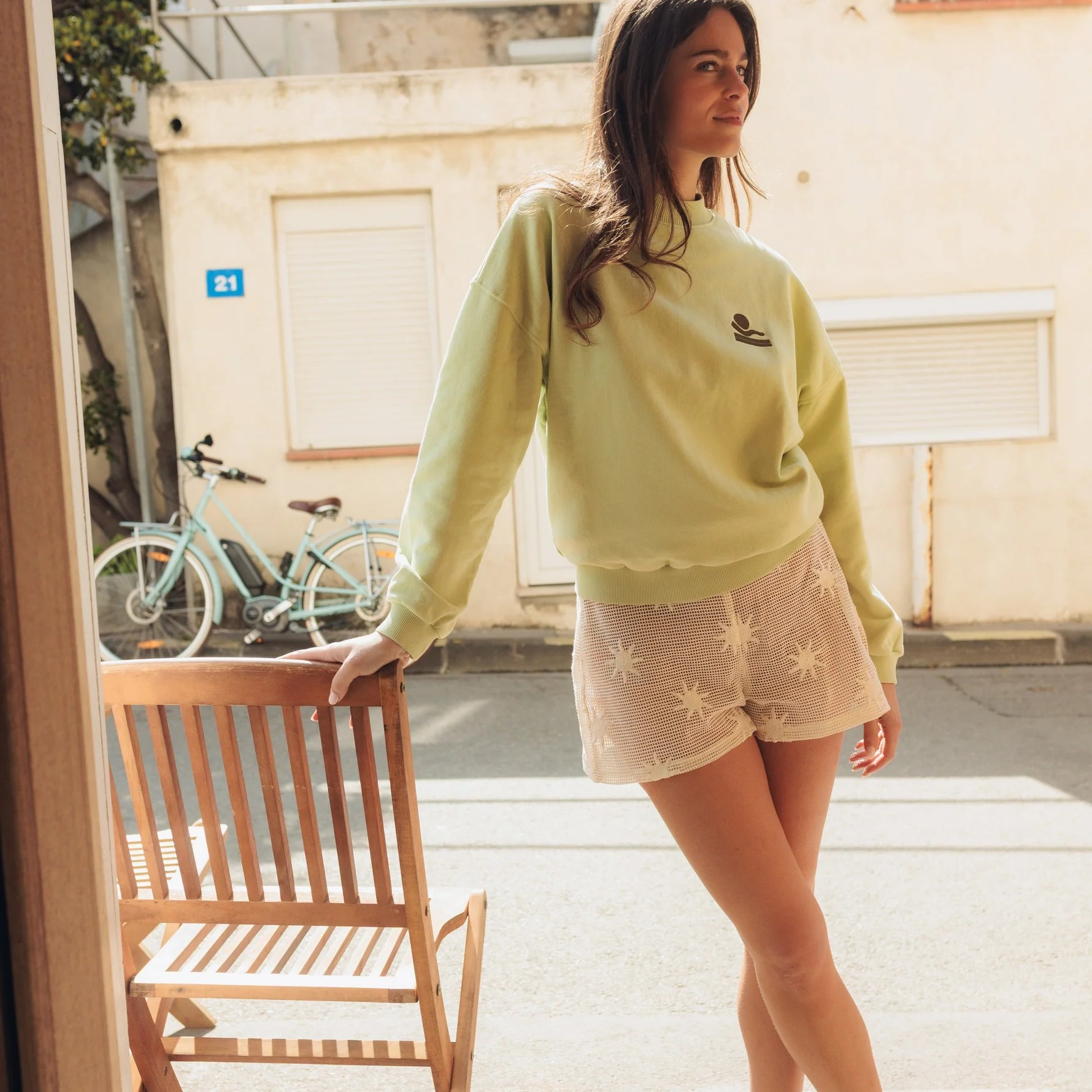 SWEAT WAVY VERT EAU - FEMME