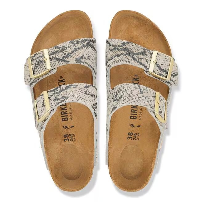 Arizona Rivet Logo - Suede Print Snake Oyster - Etroite