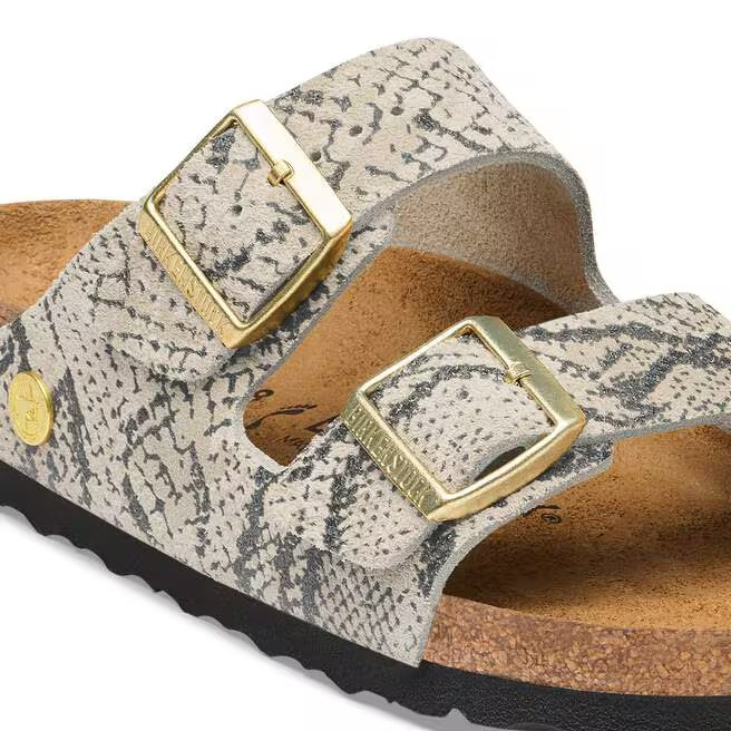 Arizona Rivet Logo - Suede Print Snake Oyster - Etroite