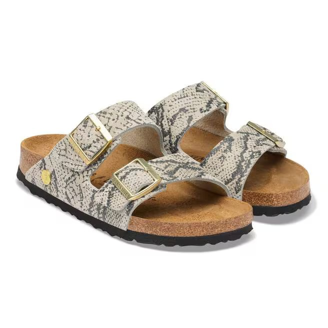 Arizona Rivet Logo - Suede Print Snake Oyster - Etroite