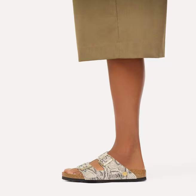 Arizona Rivet Logo - Suede Print Snake Oyster - Etroite
