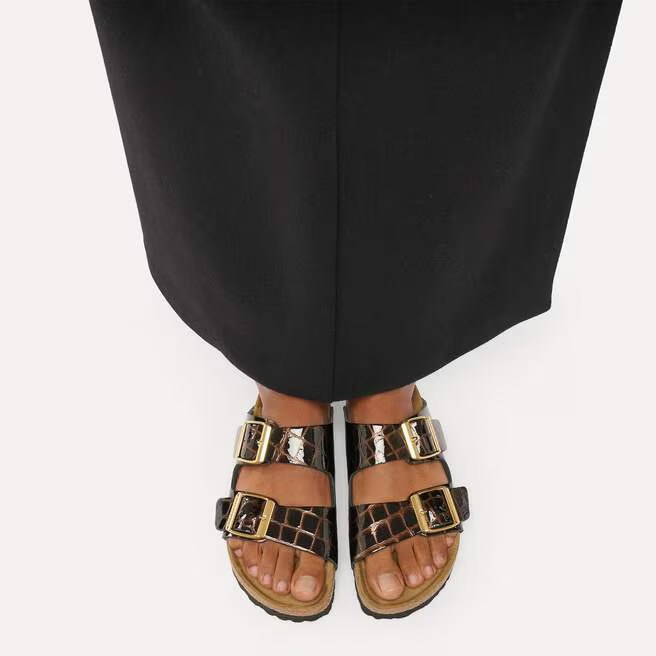 Arizona - Cuir naturel Emboss Animal Black - Etroite