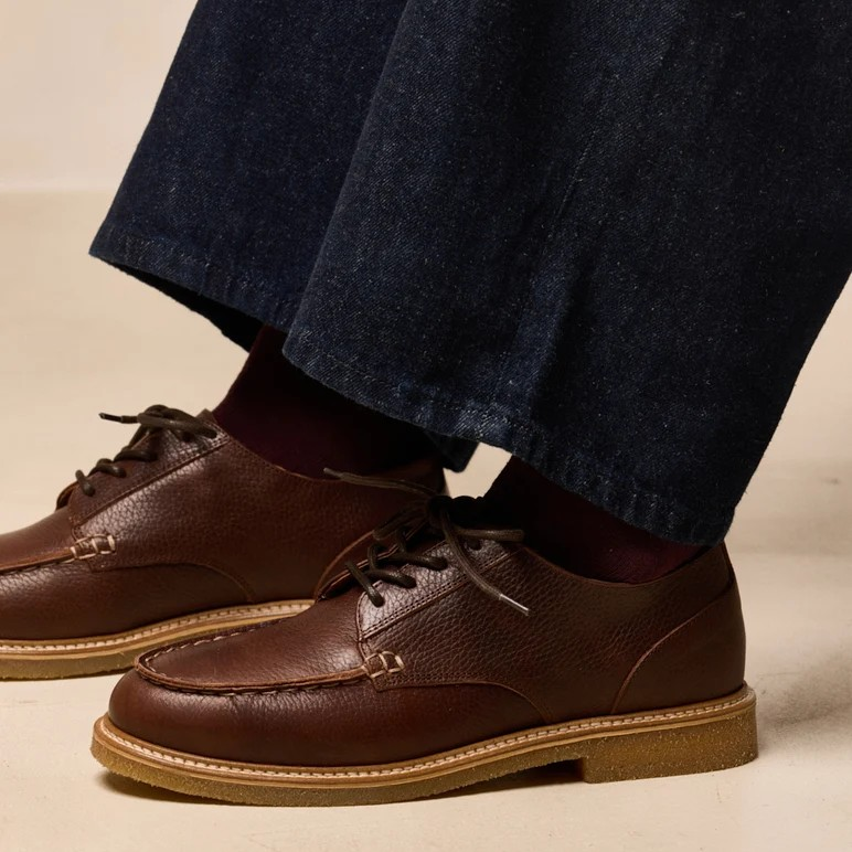 Alwin - Cuir pull-up grainé marron