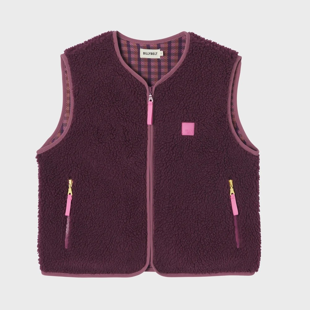 Veste sherpa femme zippée sans manches - Prune