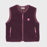 Veste sherpa femme zippée sans manches - Prune