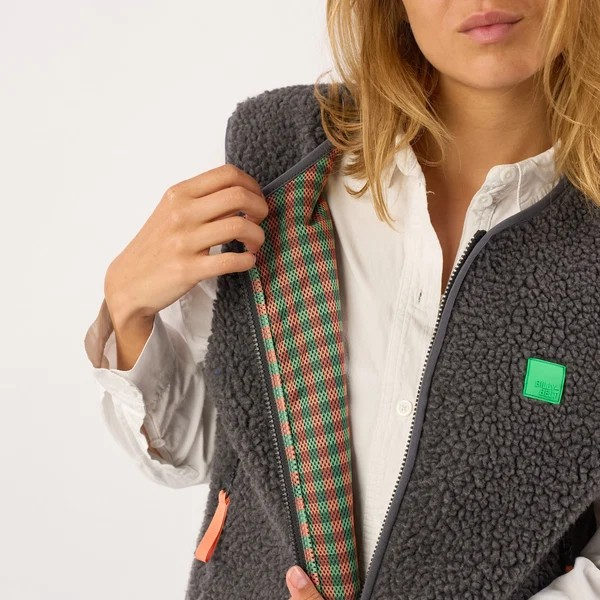 Veste sherpa femme zippée sans manches - Anthracite