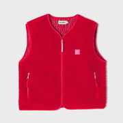 Veste sherpa femme zippée sans manches - Rouge