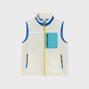 Veste sherpa mixte zippée sans manches - Ivoire et Bleu