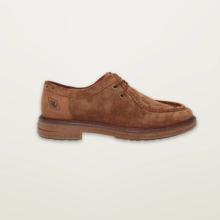 SOLEX Derbies S3806 - Suede Cognac + Patch Cuir Cognac