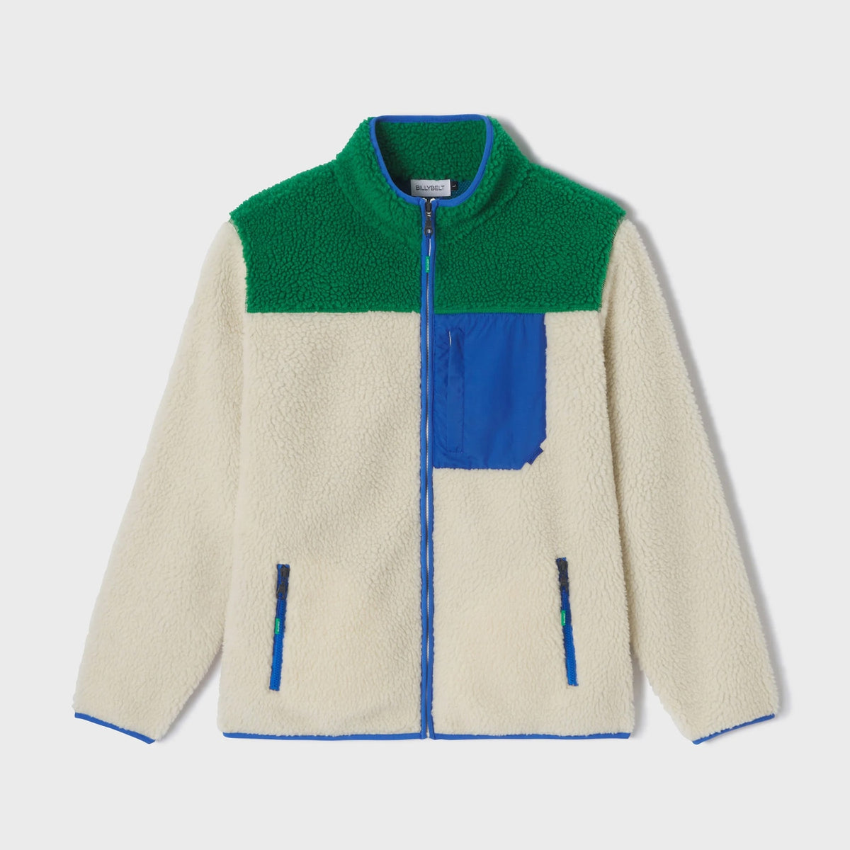 BILLYBELT Veste sherpa mixte zippée - Ivoire et vert - 1