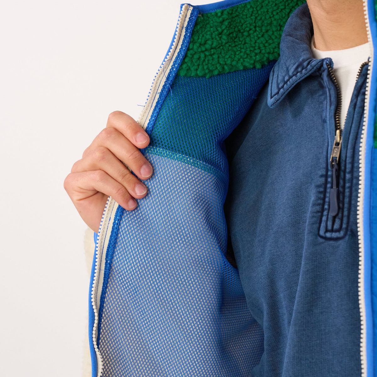 BILLYBELT Veste sherpa mixte zippée - Ivoire et vert - 6