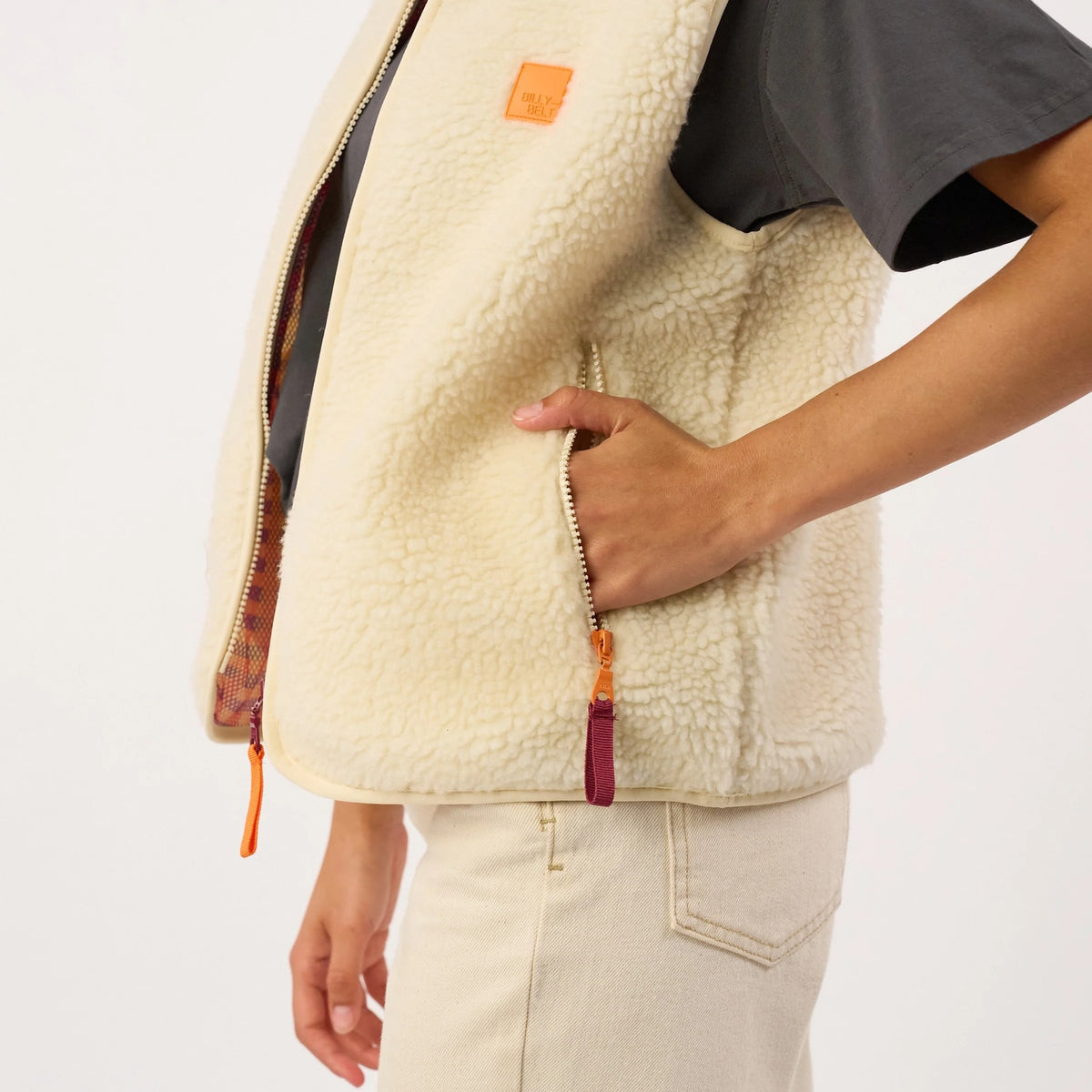 BILLYBELT Veste sherpa femme zippée sans manches - Beige - 6