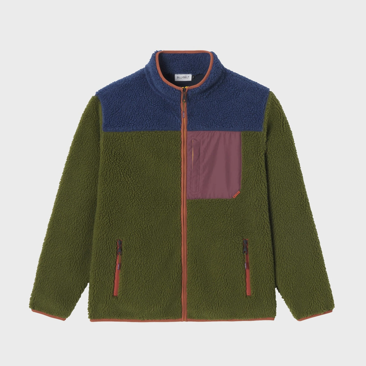 BILLYBELT Veste sherpa mixte zippée - Bleu et kaki - 1