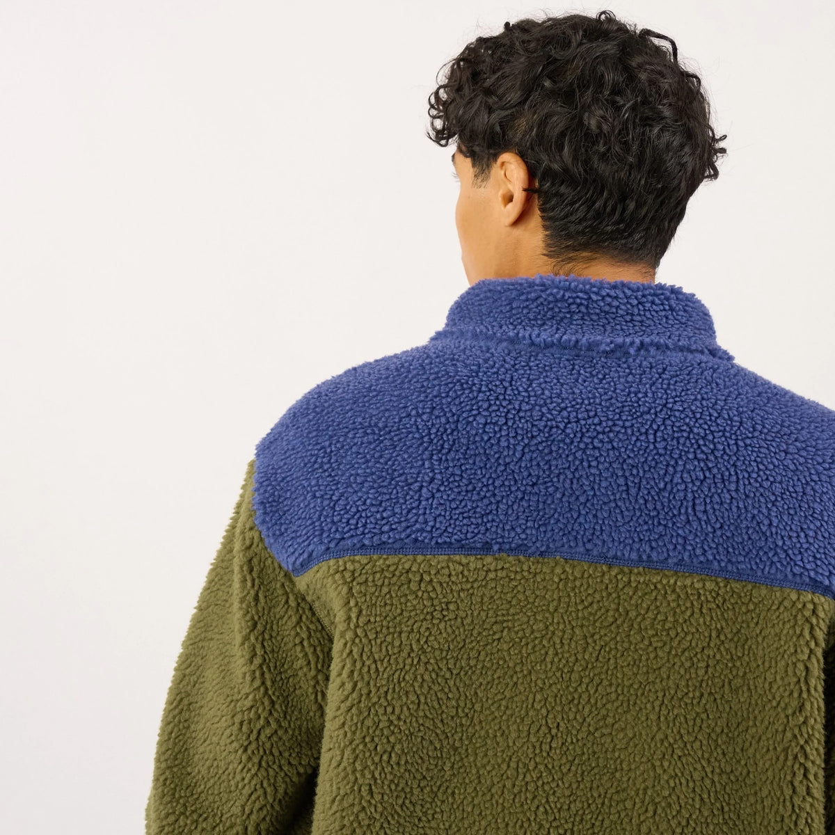 BILLYBELT Veste sherpa mixte zippée - Bleu et kaki - 4