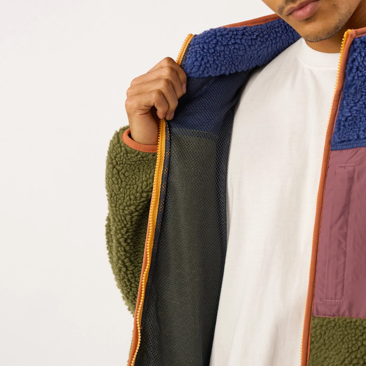 BILLYBELT Veste sherpa mixte zippée - Bleu et kaki - 6