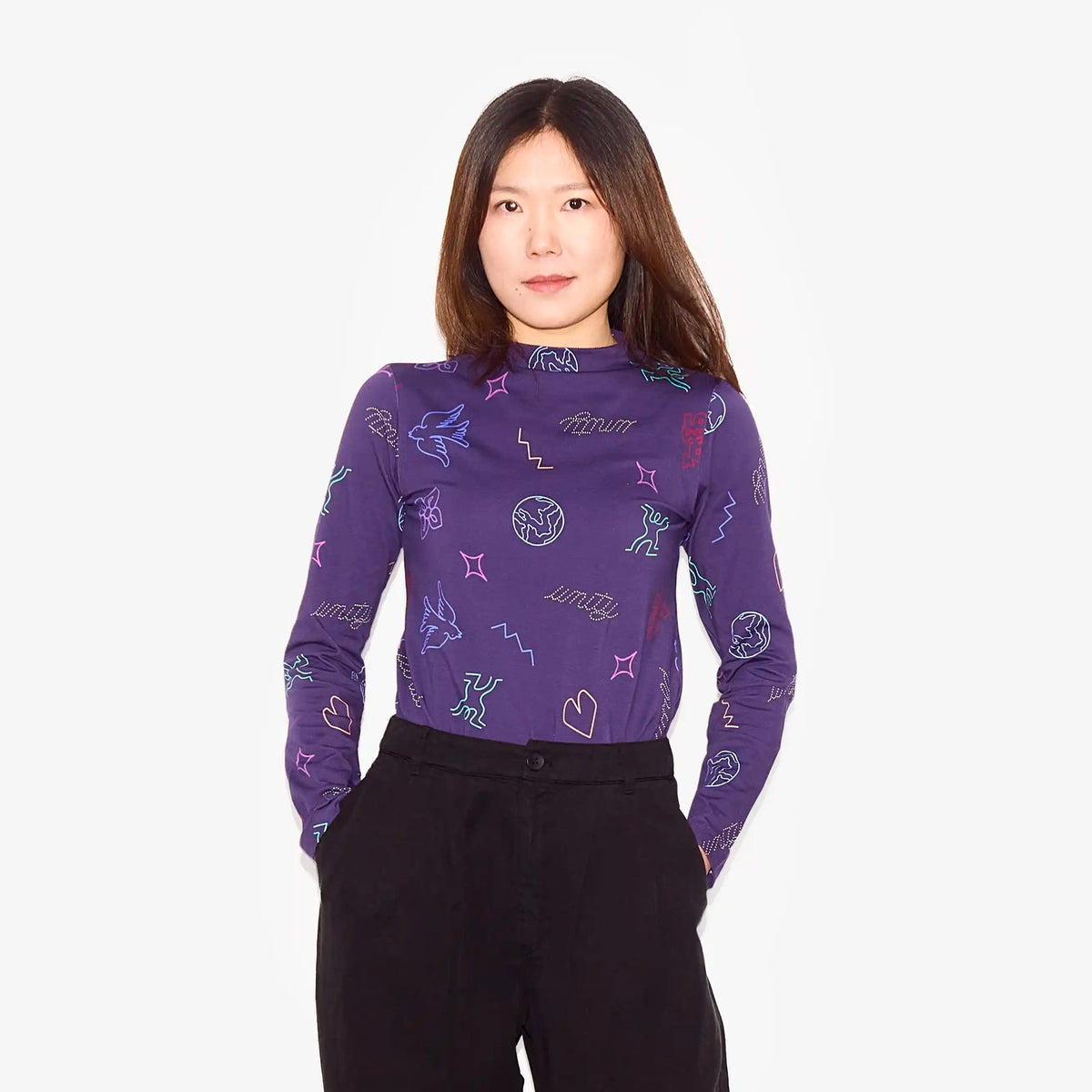 WOP Tee-shirt à manches longues "Disco" - Dark Purple