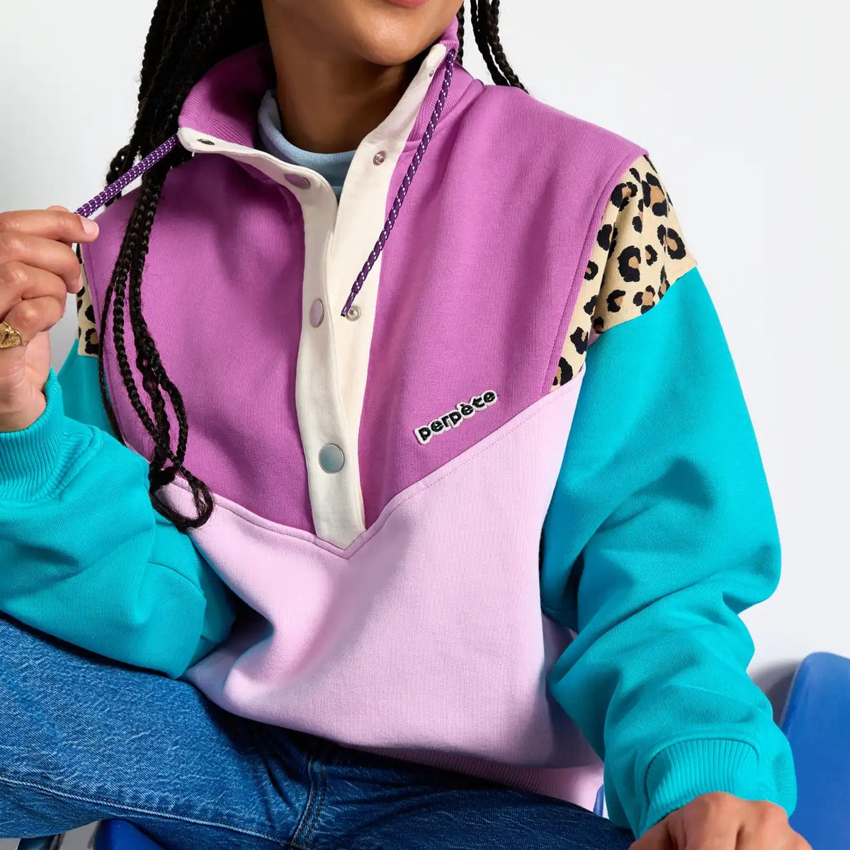 PERPETE Sweat Lana - Turquoise/ Rose - 6